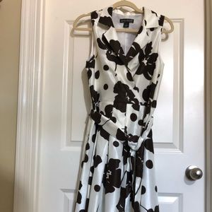 Chocolate brown and creme A line dress